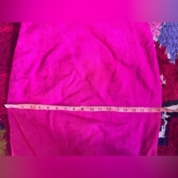 90s Vintage Hot Pink Cotton Jacquard Wiggle Dress w Low Back and Bow Sz Sm - Picture 9 of 9